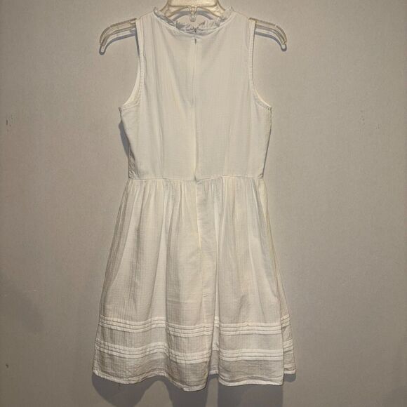 Doe & Rae White Cotton Summer Dress Sz Small Cottagecore/Coastal/Boho Fit&Flare - Picture 5 of 5